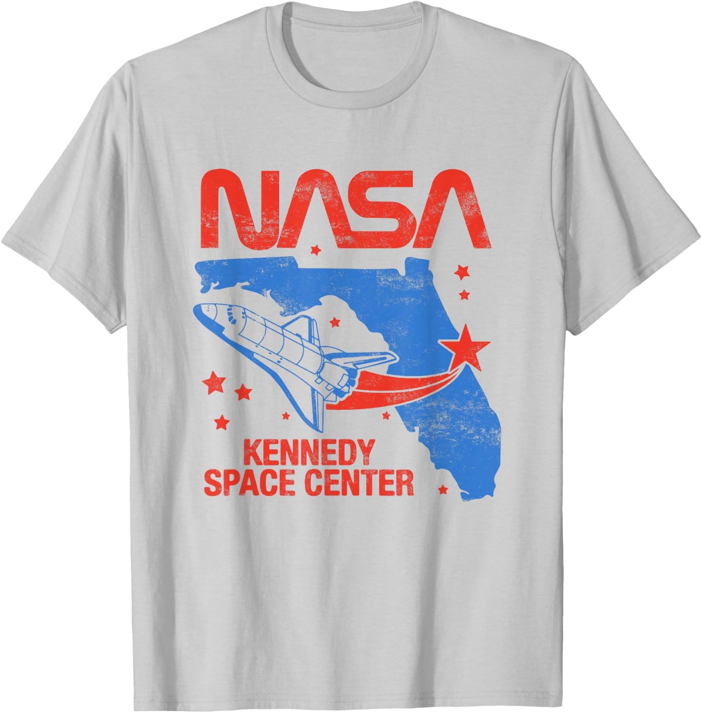 NASA Iconic Kennedy Space Center Vintage Big Chest Poster T-Shirt - T-Shirt | Ash