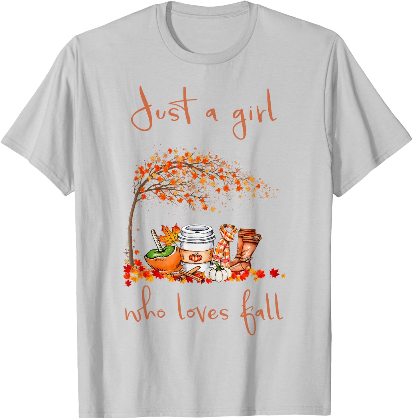 Just A Girl Who Loves Fall Pumpkin Spice Latte Cute Autumn T-Shirt - T-Shirt | Ash