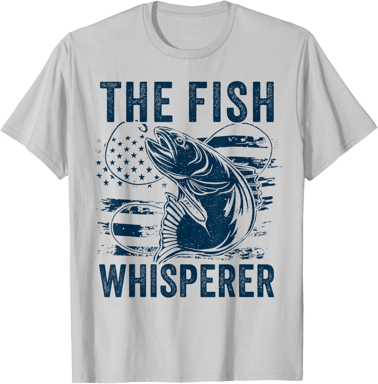 The Fish Whisperer US flag Funny Fishing T-Shirt - T-Shirt | Ash