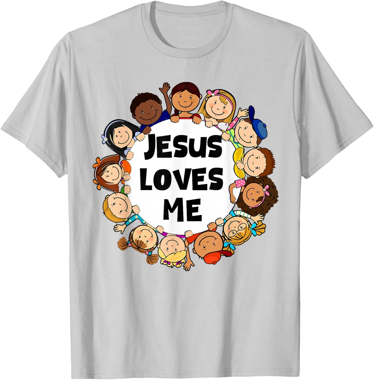 Kids Jesus Loves Me Cute Christian Faith Girl Boy Toddler T-Shirt - T-Shirt | Ash