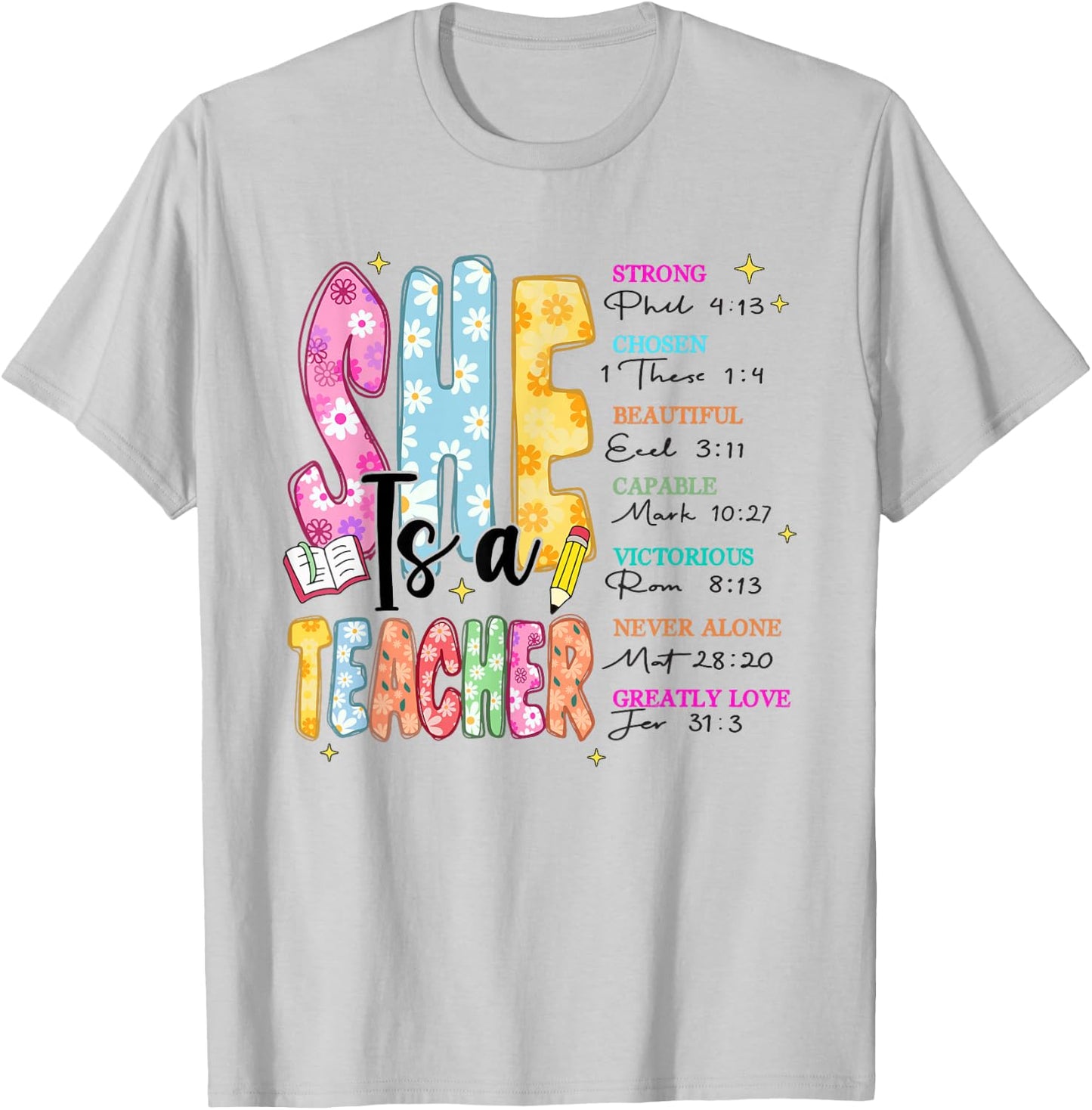 Women Bible Verse Christian Teacher God Says Back To School T-Shirt - T-Shirt | Ash
