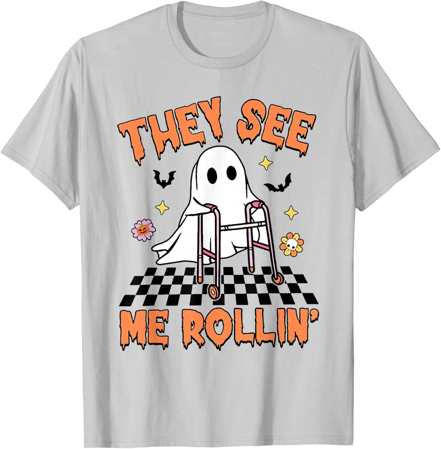 Physical Therapy Halloween They See Me Rolling Spooky PT PTA T-Shirt - T-Shirt | Ash