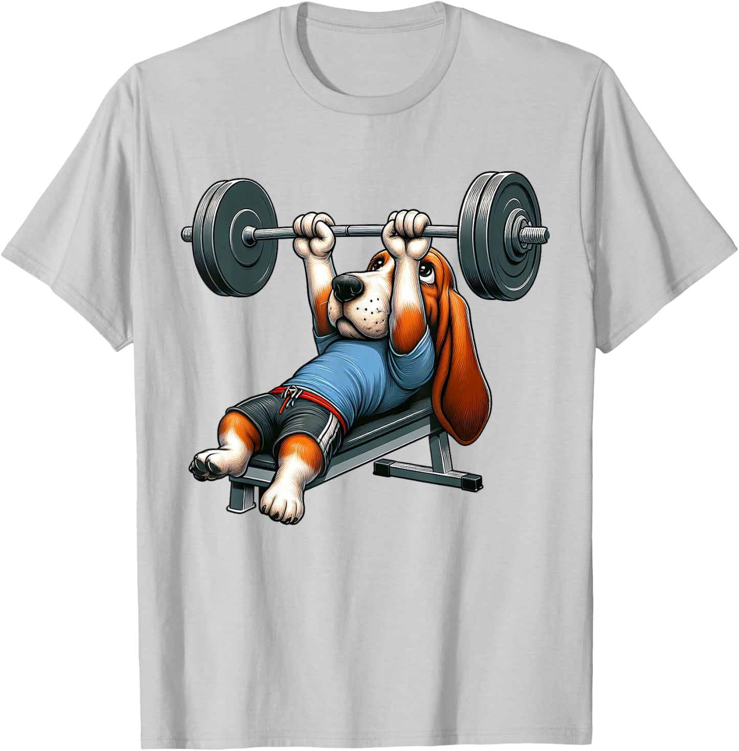 Basset Hound Weightlifting Fitness Gym Training Bodybuilding T-Shirt - T-Shirt | Ash