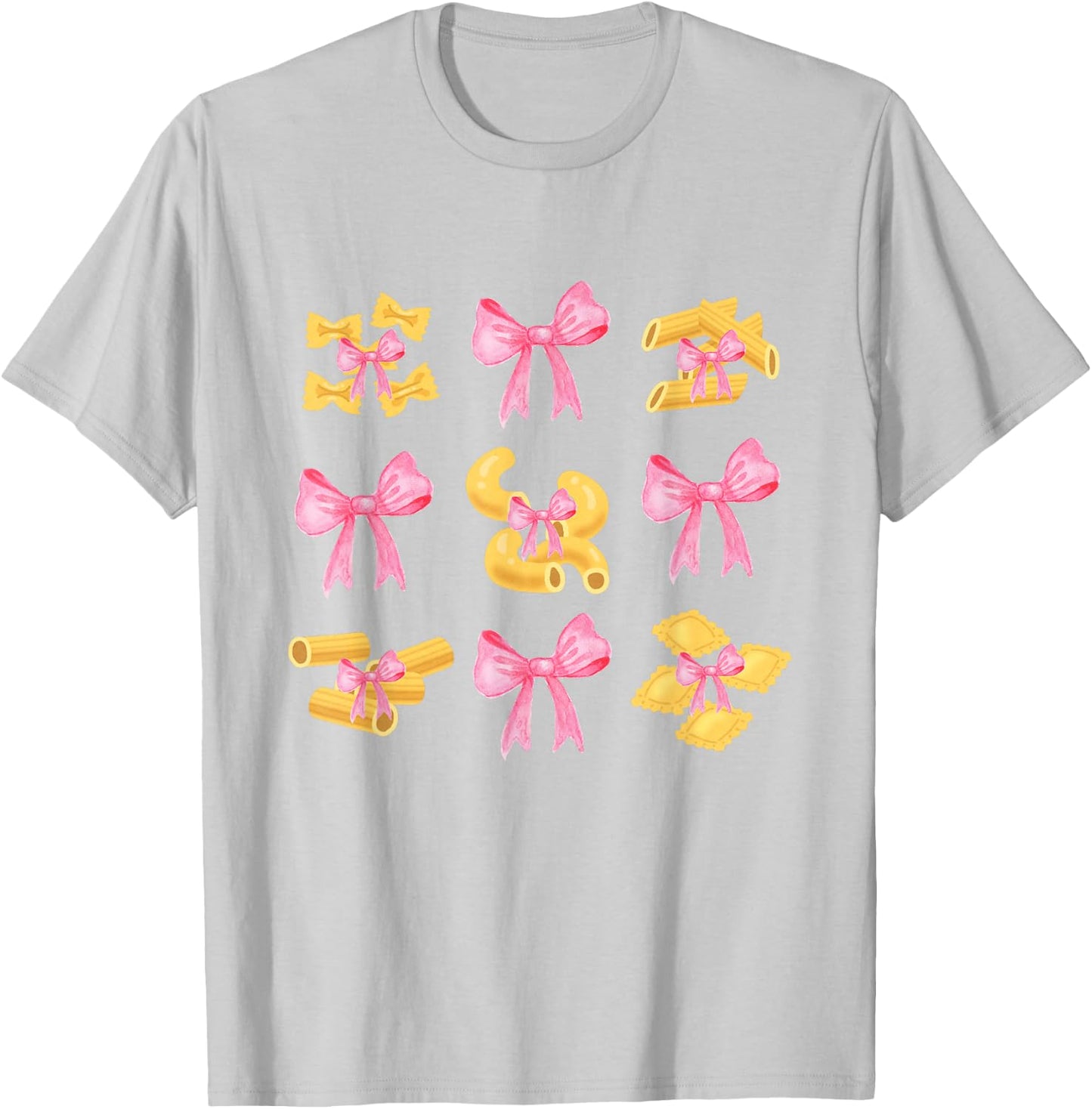 Pink Bows Cute Coquette pasta y2k Clean Girl Aesthetic foody T-Shirt - T-Shirt | Ash