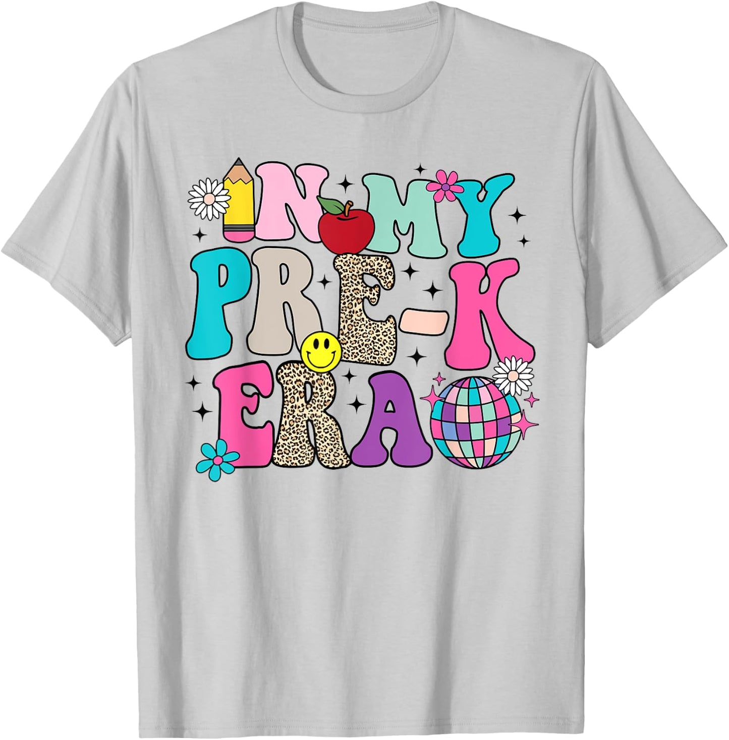 In My Pre-K Era Back To School Retro Groovy Preschool T-Shirt - T-Shirt | Ash