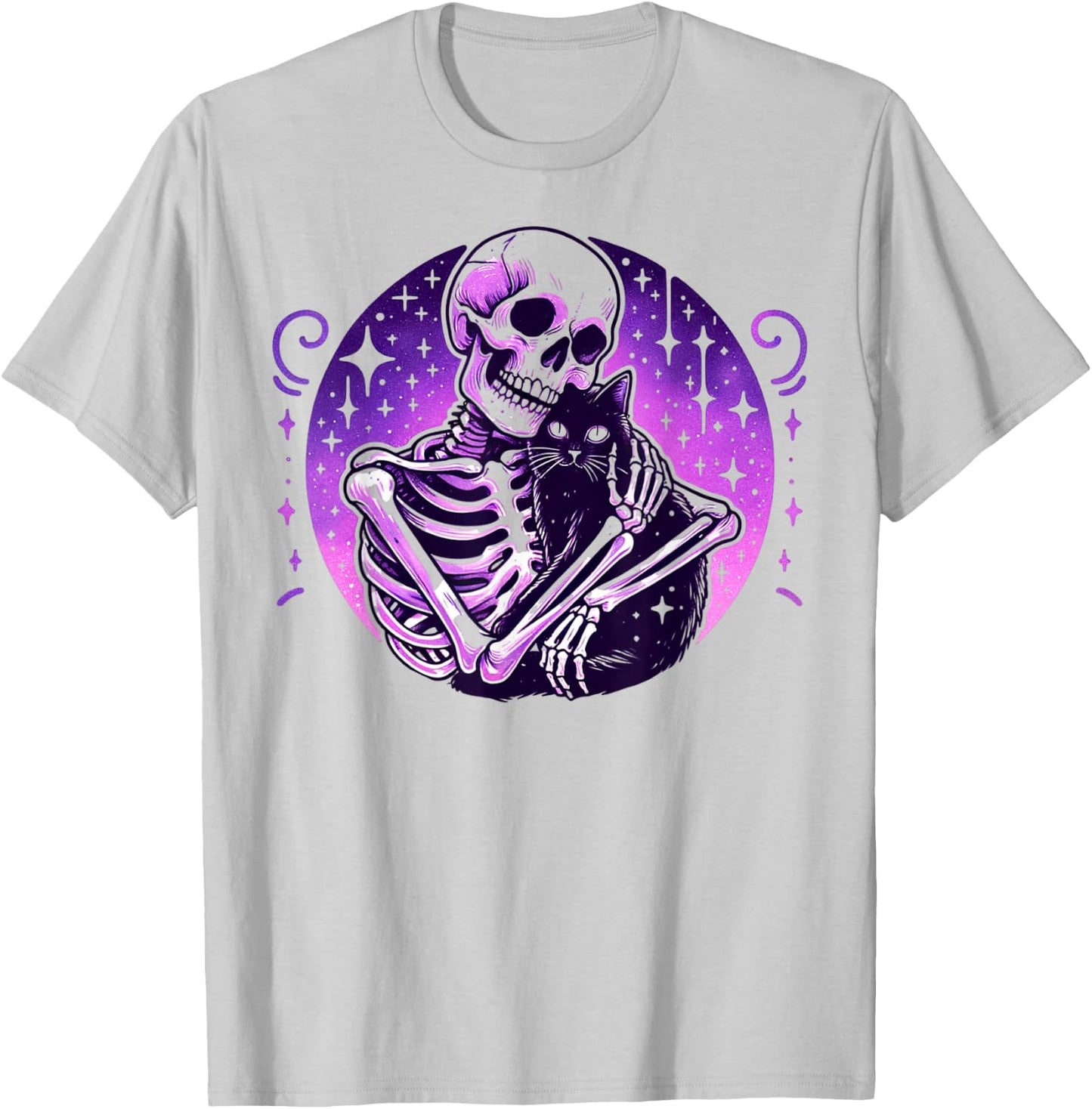 Skeleton Cute Cat Skull Kitty Goth Halloween Women T-Shirt - T-Shirt | Ash