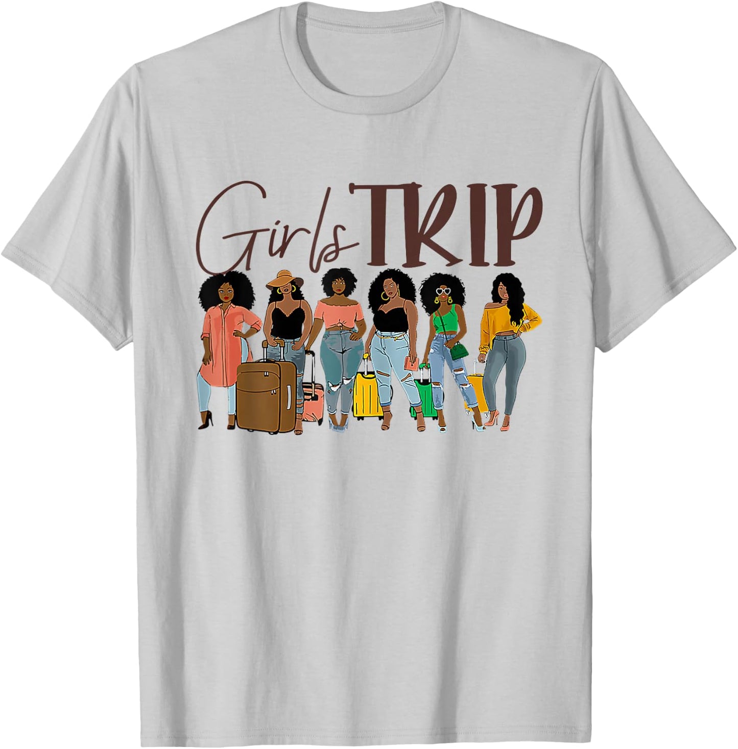 Girls Trip Black Women Queen Melanin Afro African American T-Shirt - T-Shirt | Ash