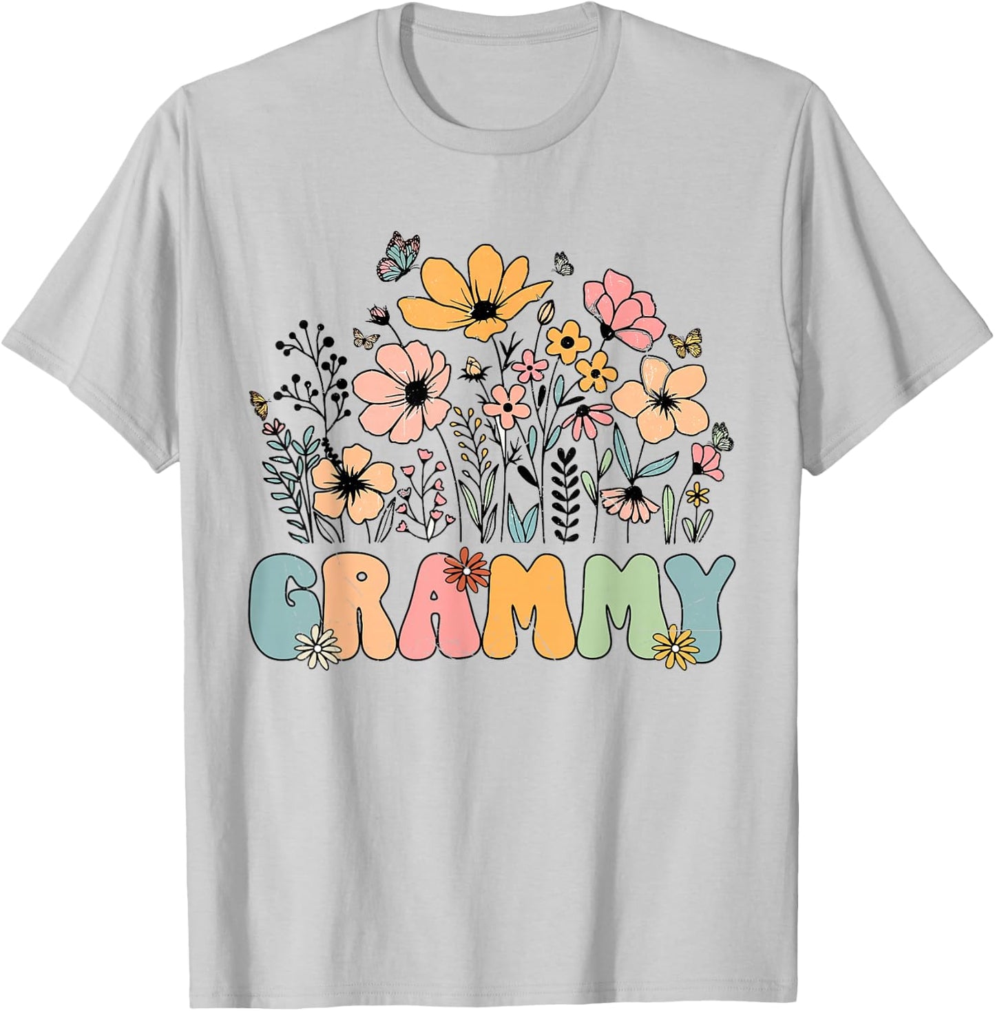 Wildflower Grammy shirt Grammie Grandmother Announcement T-Shirt - T-Shirt | Ash