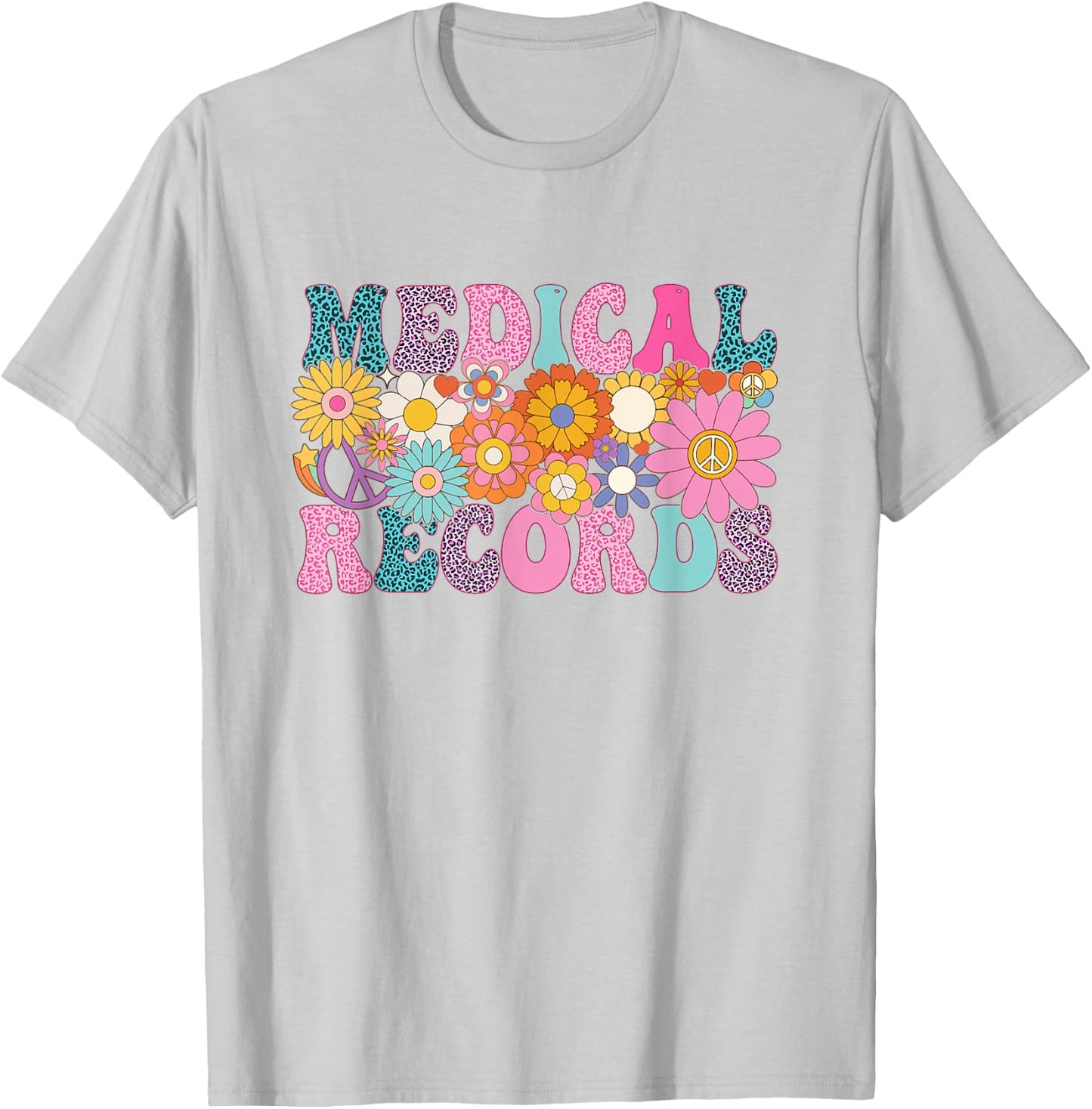 Medical Records Week Groovy Leopard Appreciation Day Women T-Shirt - T-Shirt | Ash
