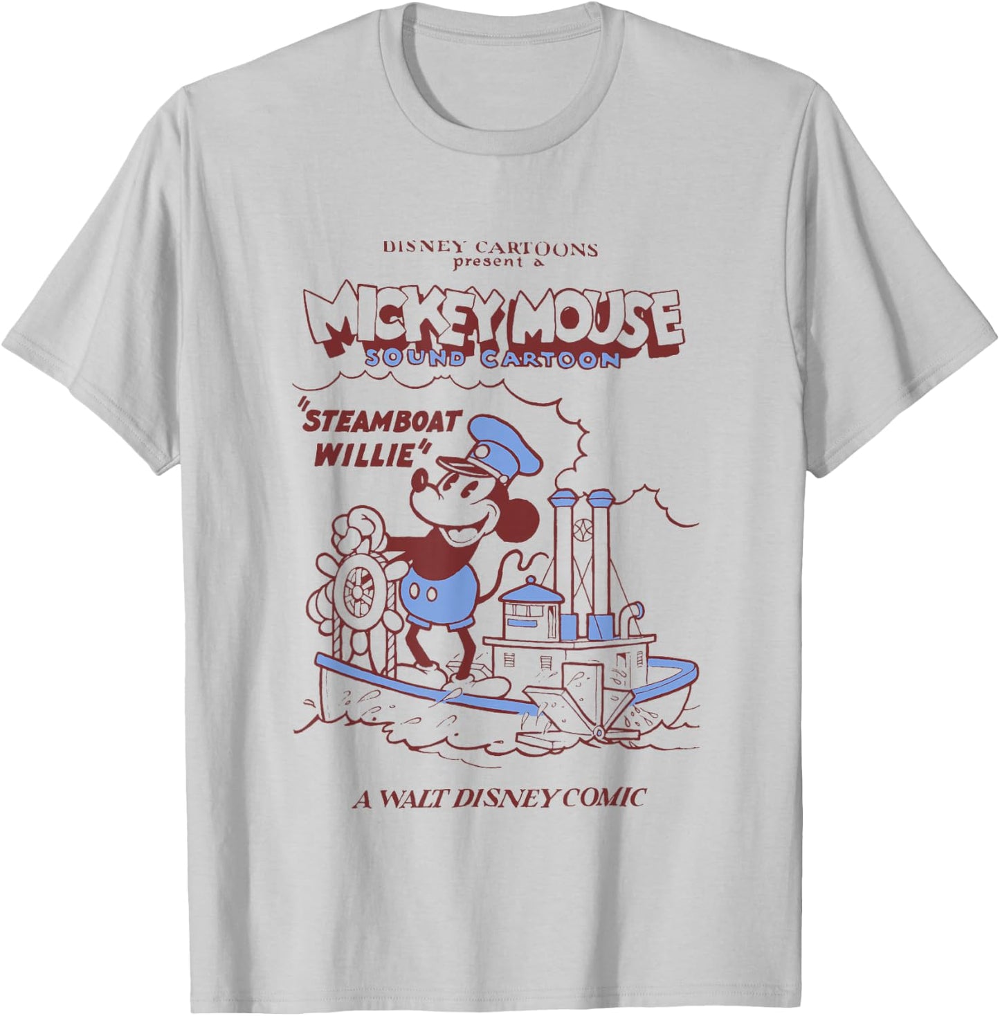Disney Steamboat Willie A Walt Disney Comic Retro Big Poster T-Shirt - T-Shirt | Ash