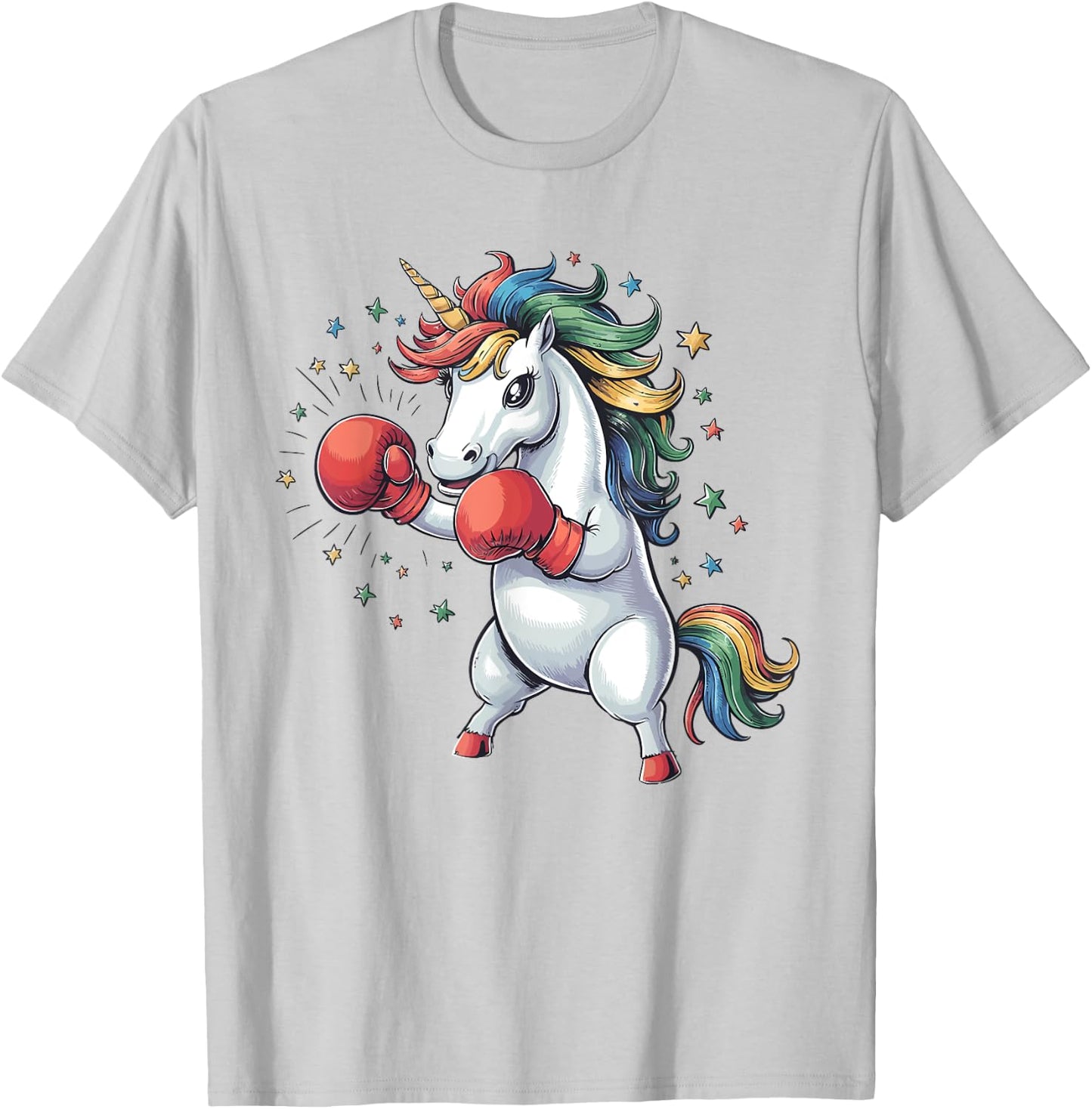Boxing Unicorn with Gloves Kids Adults Fighting Kickboxing T-Shirt - T-Shirt | Ash