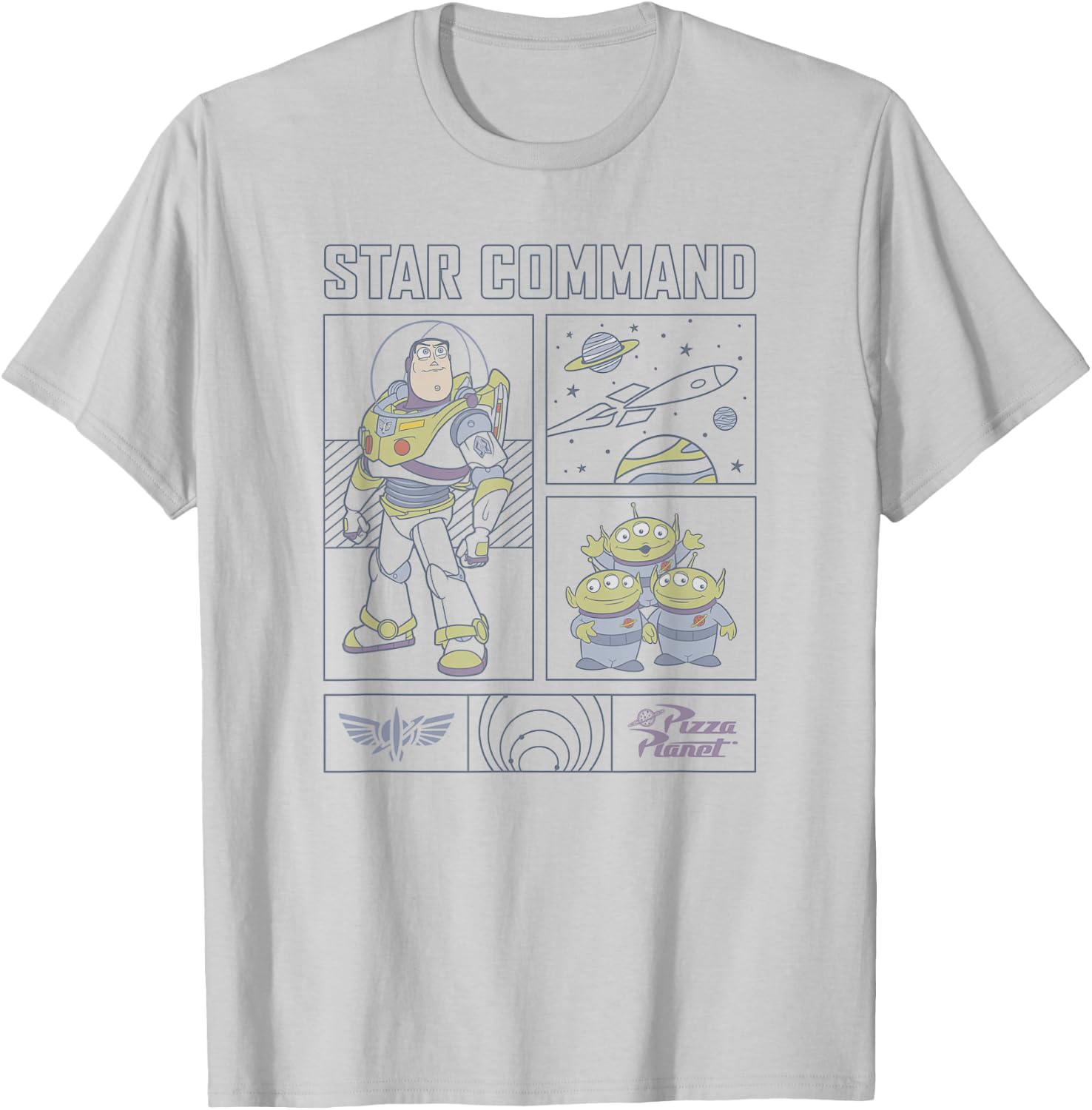 Disney Pixar Toy Story Buzz Lightyear Star Command Comic T-Shirt - T-Shirt | Ash