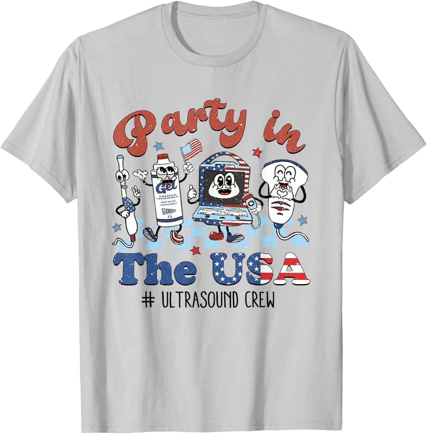 Women Retro Ultrasound Tech 4th of July Sonographer RDMS T-Shirt - T-Shirt | Ash