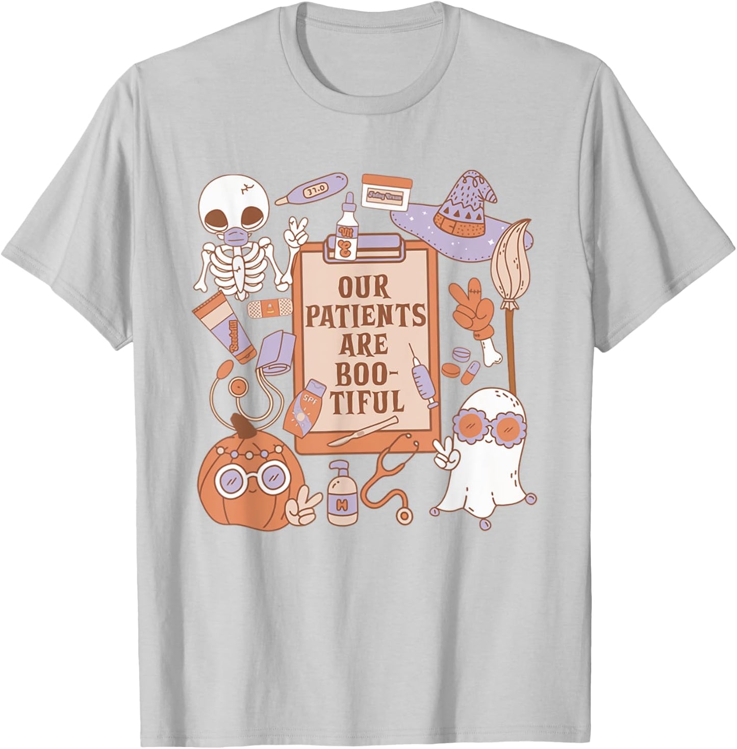 Women Dermatology Halloween Ghosts Our Patients Are Bootiful T-Shirt - T-Shirt | Ash