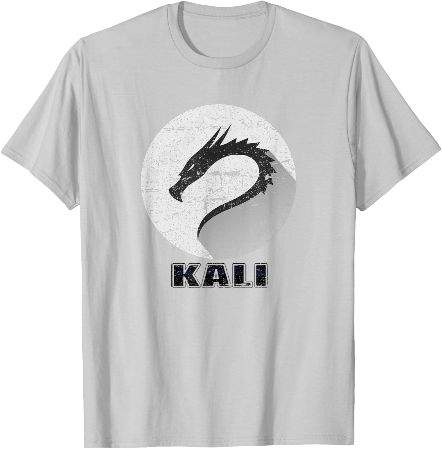 Kali Linux Scratched tagline Dragon logo Open Source Os T-Shirt - T-Shirt | Ash