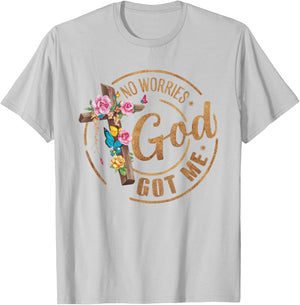 No Worries God's got Me! Bible, Happy Christian Woman T-Shirt - T-Shirt | Ash
