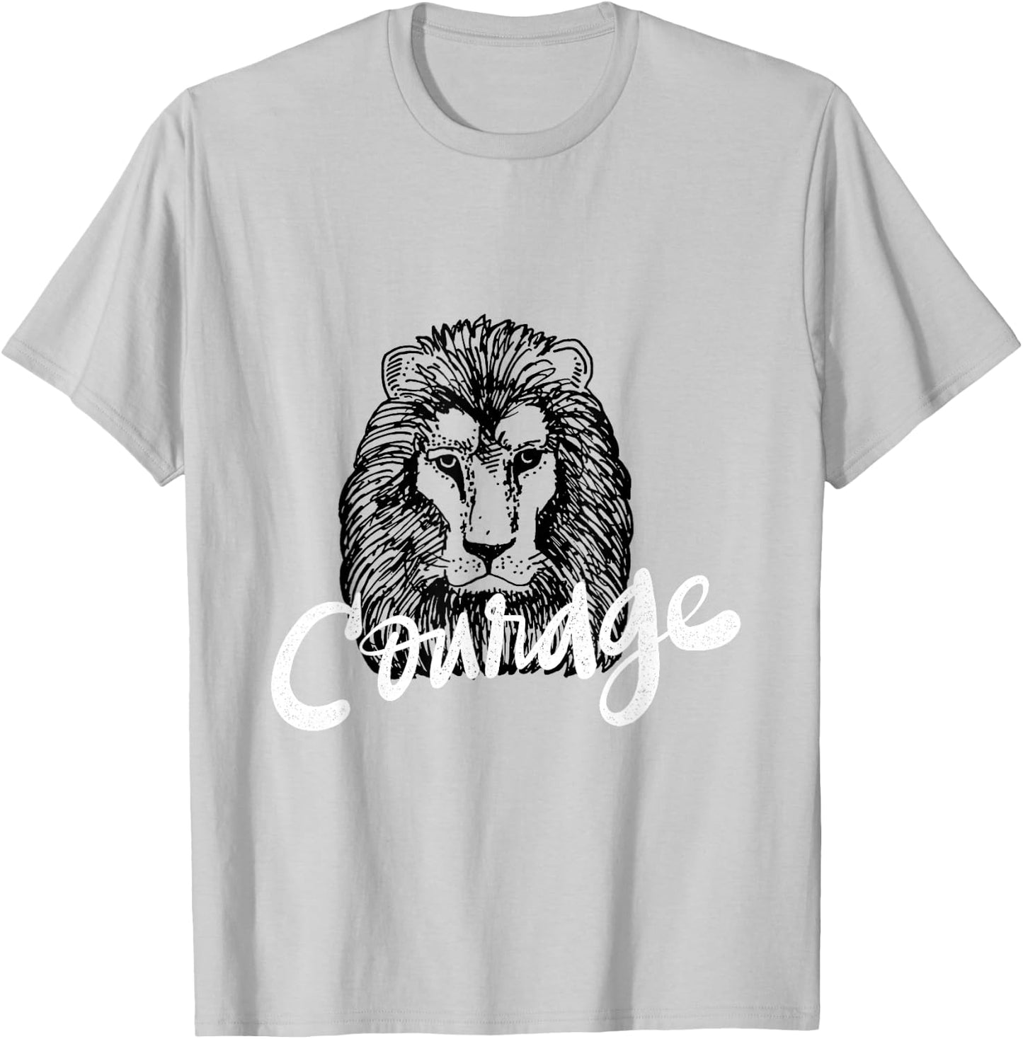 Lion Head Courage T-Shirt - T-Shirt | Ash