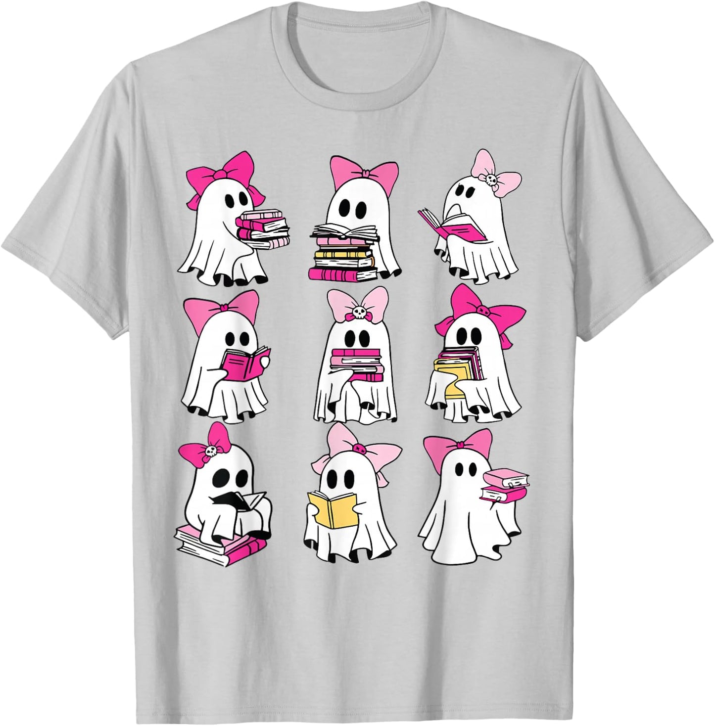 Halloween Pink Ghost Read More Books Spooky Boo Teacher Kids T-Shirt - T-Shirt | Ash