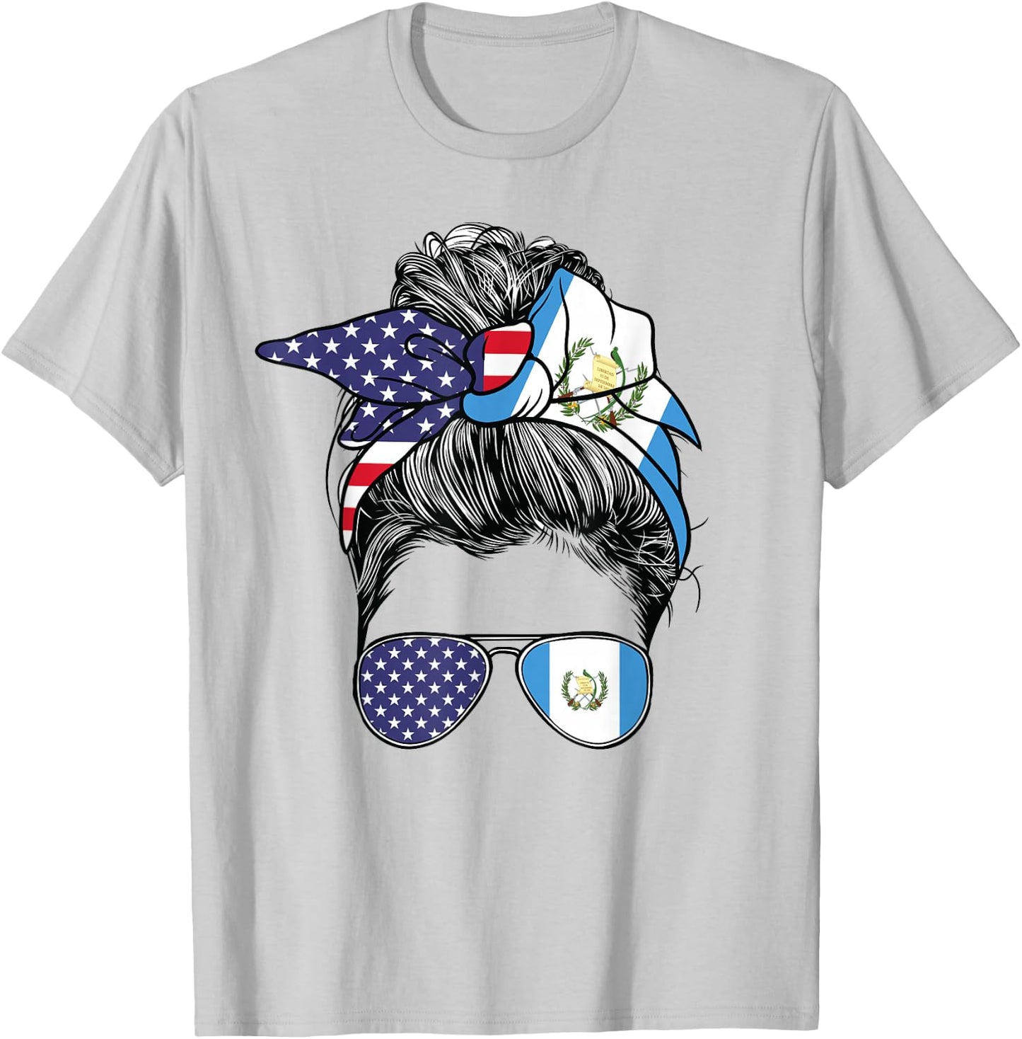 Guatemalan Women Girl USA Heritage American Guatemala Flag T-Shirt - T-Shirt | Ash
