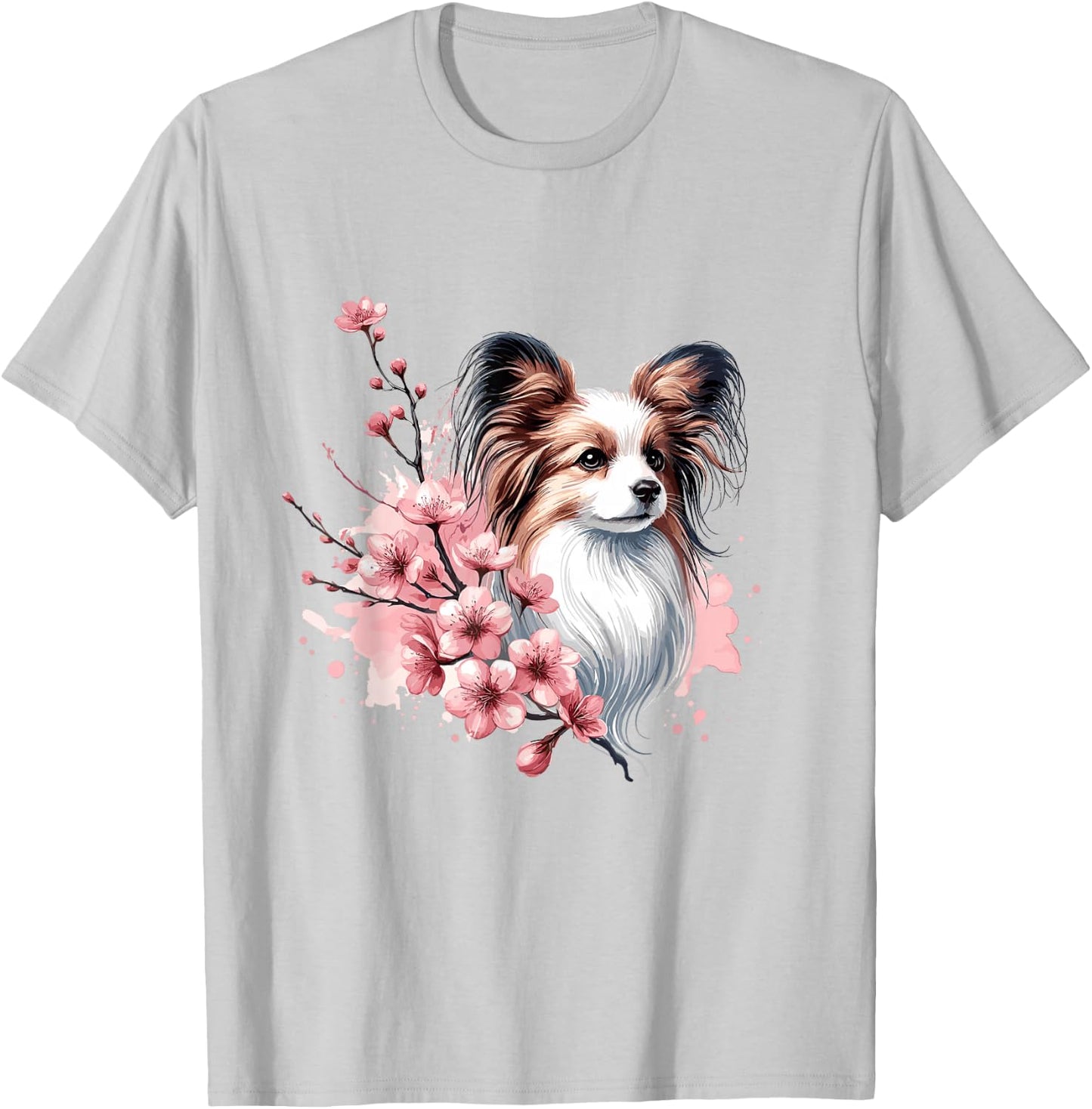 Cherry Blossoms Watercolour Papillon T-Shirt - T-Shirt | Ash