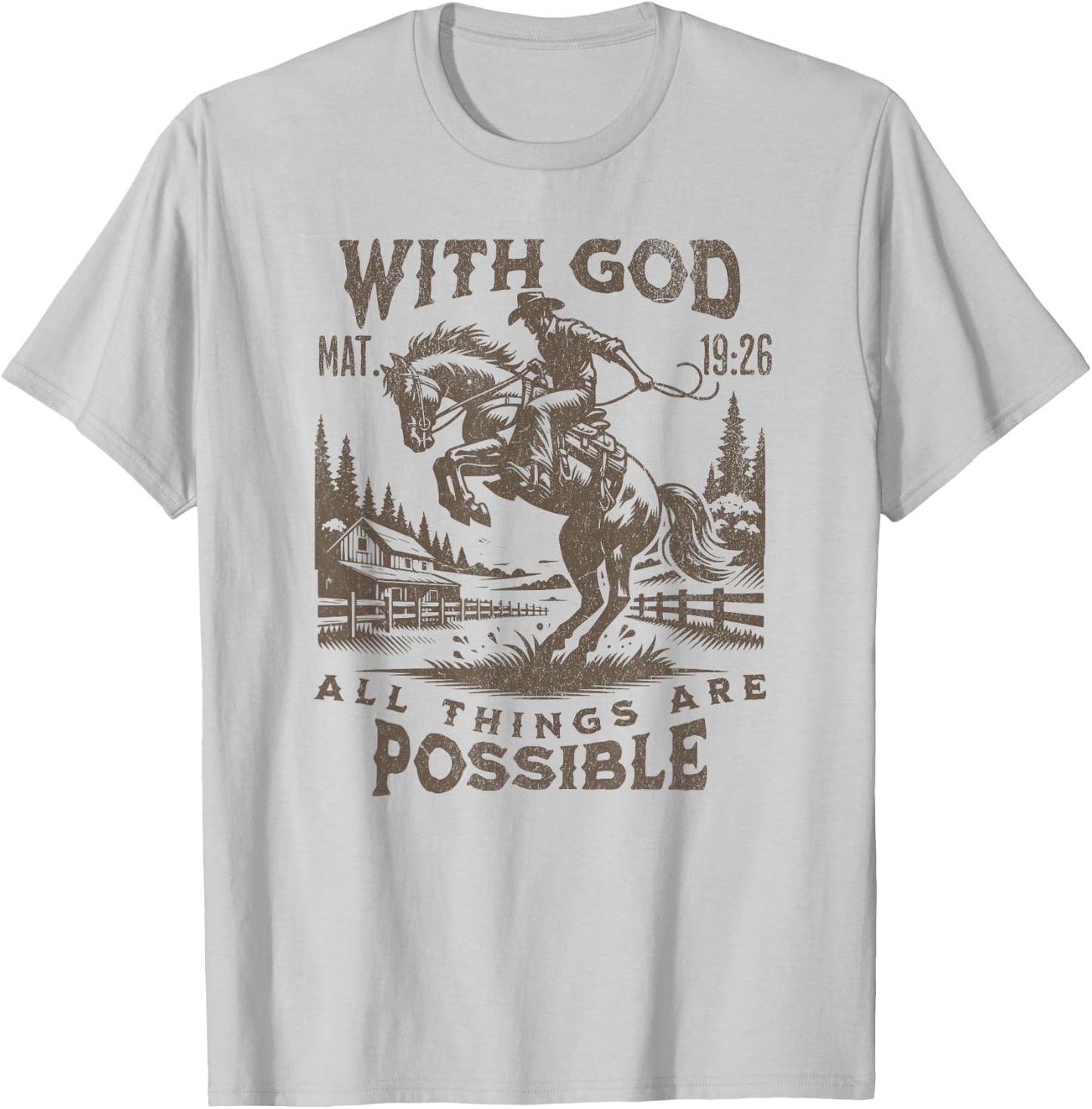 Cowboy Bible Scripture Verse Western Jesus For Faith T-Shirt - T-Shirt | Ash