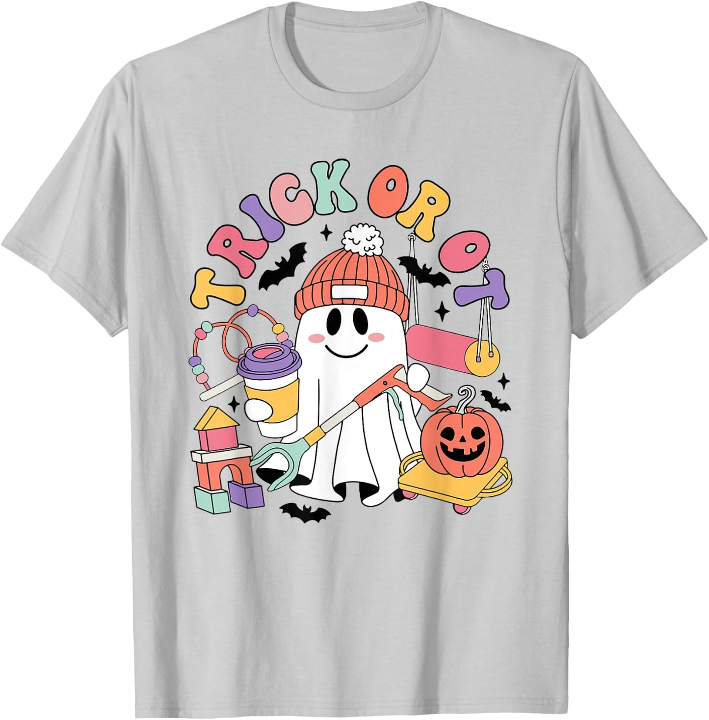 Trick Or OT Occupational Therapist Ghost Halloween Women Men T-Shirt - T-Shirt | Ash