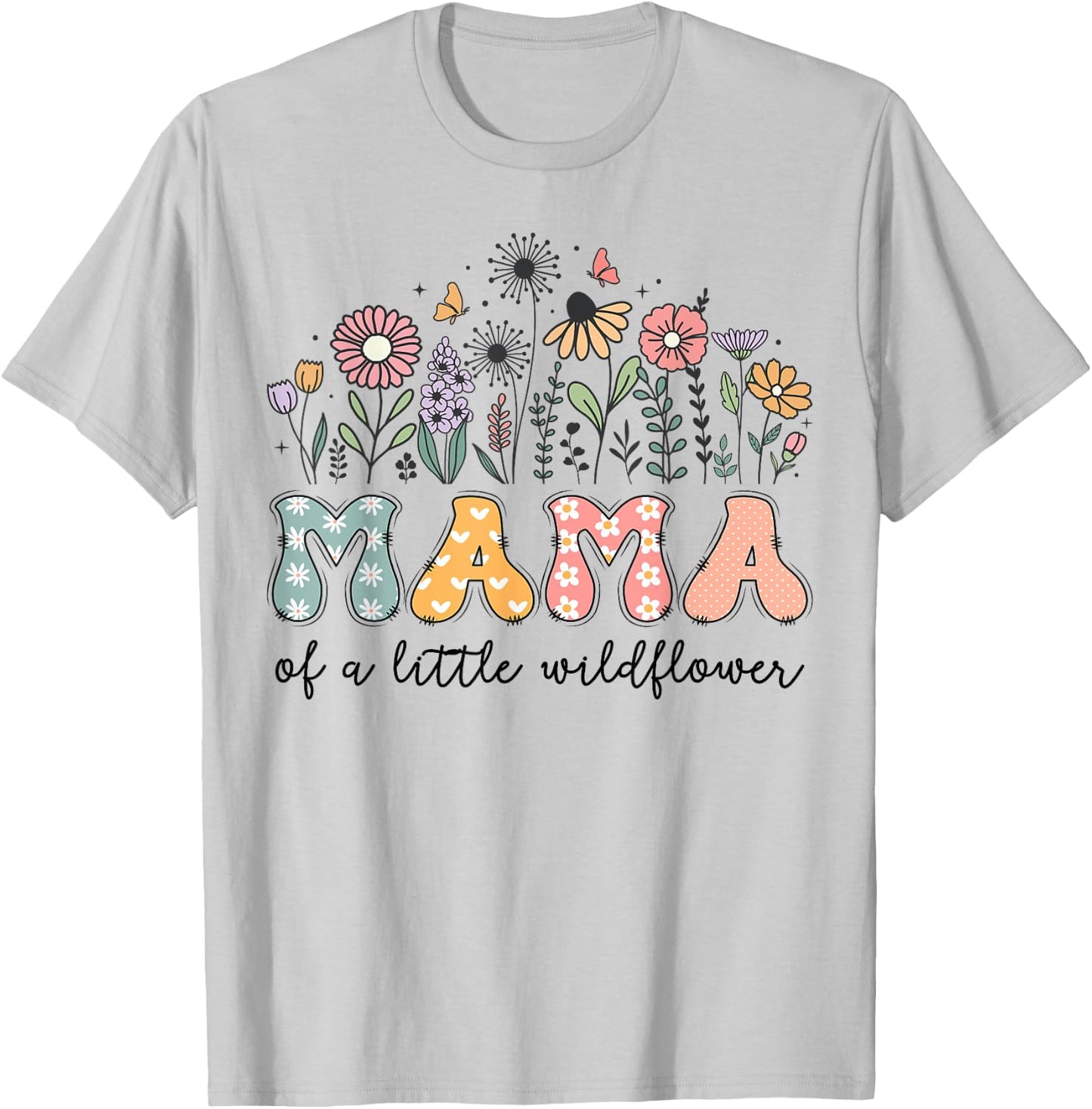 Mama Of The Little Wildflower Baby Birthday Party T-Shirt - T-Shirt | Ash