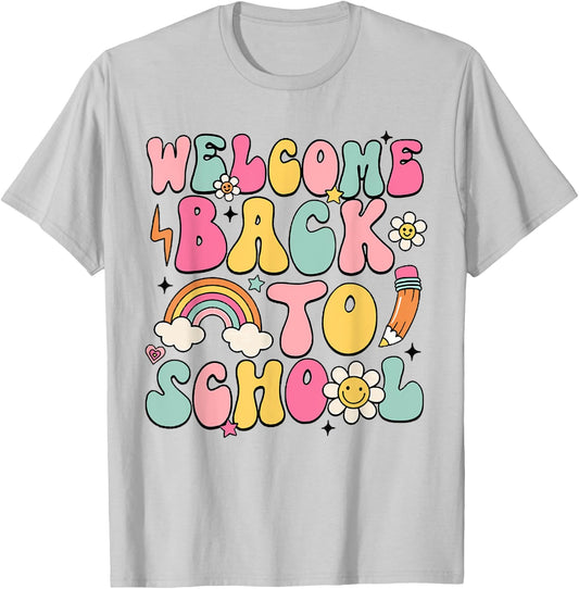 Retro Welcome Back to School Teacher Appreciation Boys Girls T-Shirt - T-Shirt | Ash