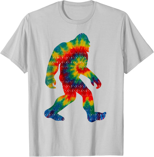 Tie Dye Bigfoot Shirt | Cute Distressed Upright Ape Gift T-Shirt - T-Shirt | Ash