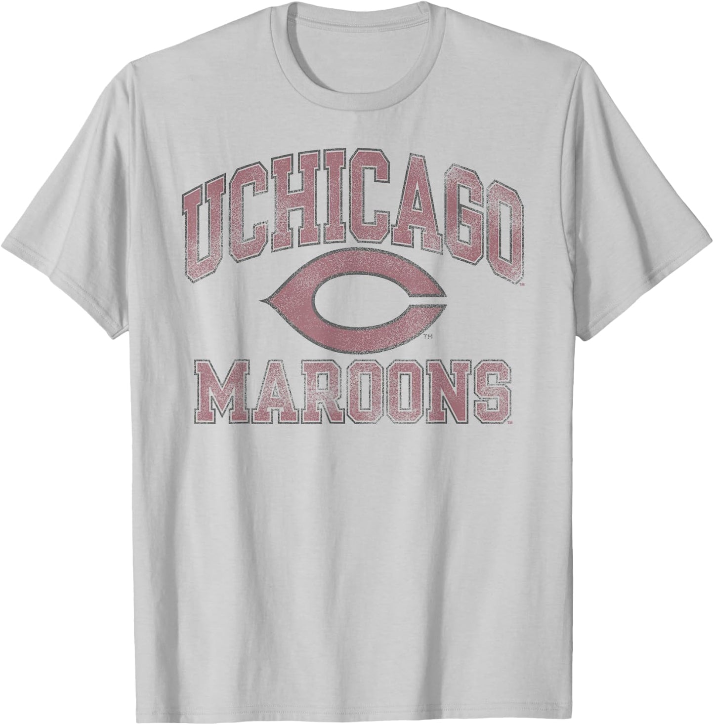 Chicago Maroons Vintage Worn Gray Officially Licensed T-Shirt - T-Shirt | Ash