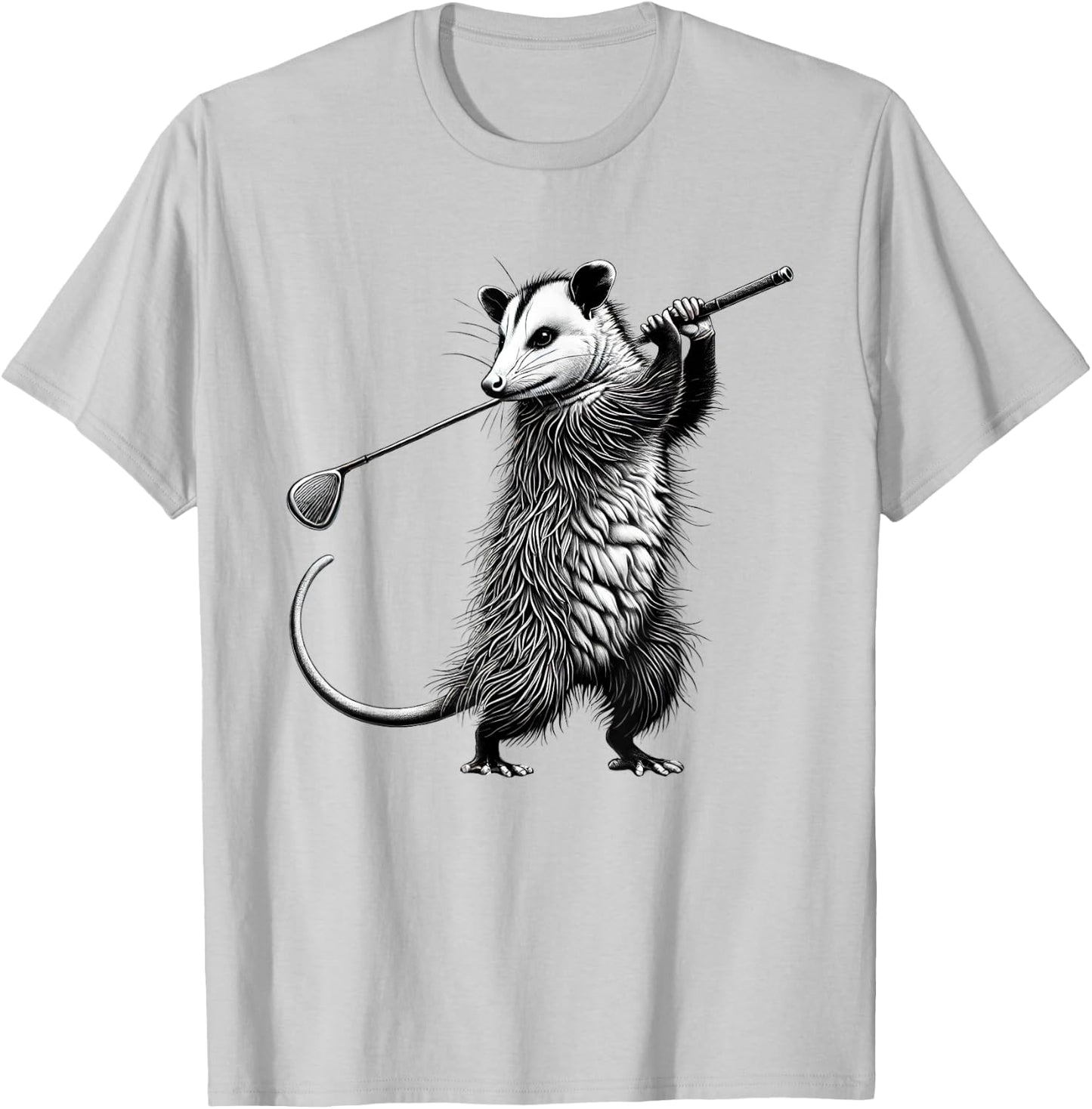Vintage Possum Playing Golf Opossum Lover Golfer T-Shirt - T-Shirt | Ash