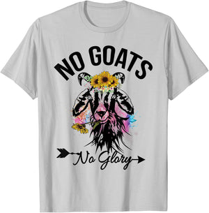 No Goats No Glory Animal Lovers Goat Graphics Funny T-Shirt - T-Shirt | Ash