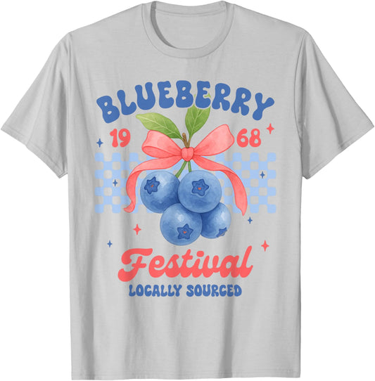 Blueberry Festival Farmers Market Coquette Locally Sourced T-Shirt - T-Shirt | Ash