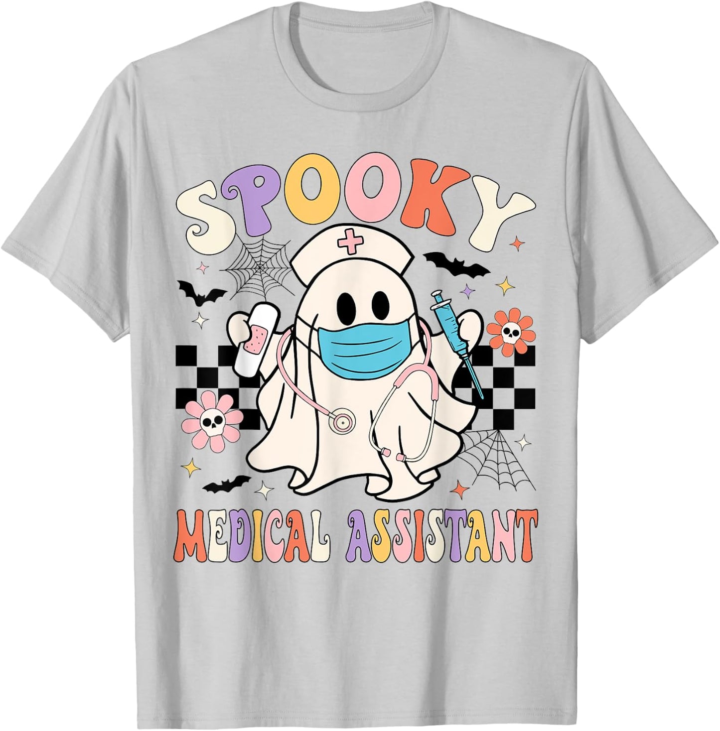 Spooky Medical Assistant Ghost Medical Assistant Halloween T-Shirt - T-Shirt | Ash