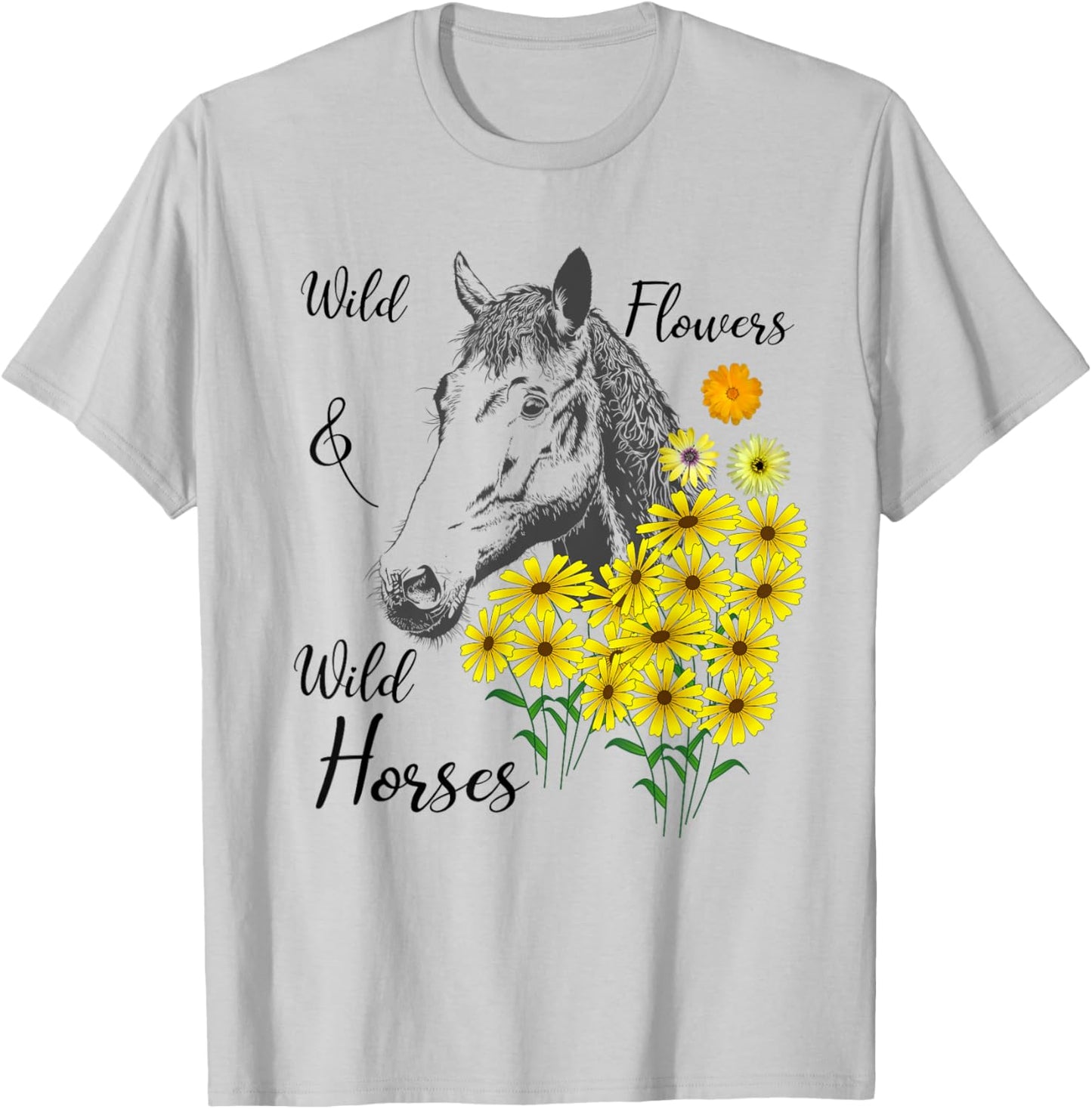 Wildflowers & Wild Horses Western Shirt T-Shirt - T-Shirt | Ash