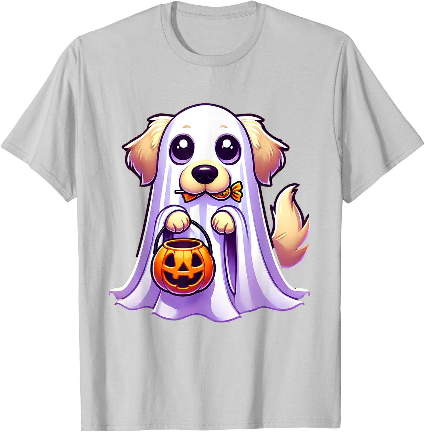 Golden Retriever Ghost Halloween Dog Men Women Kids T-Shirt - T-Shirt | Ash