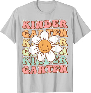 Groovy Kindergarten Back To School First Day of Kindergarten T-Shirt - T-Shirt | Ash