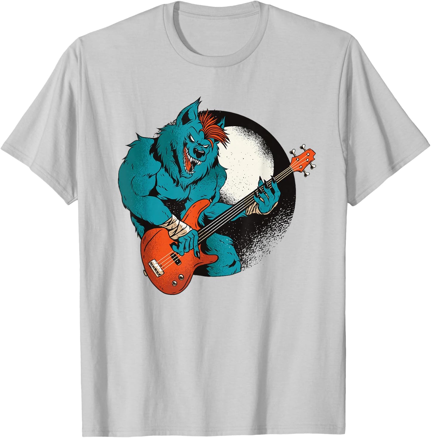 Werewolf Guitarist Guitar Music Musician T-Shirt - T-Shirt | Ash