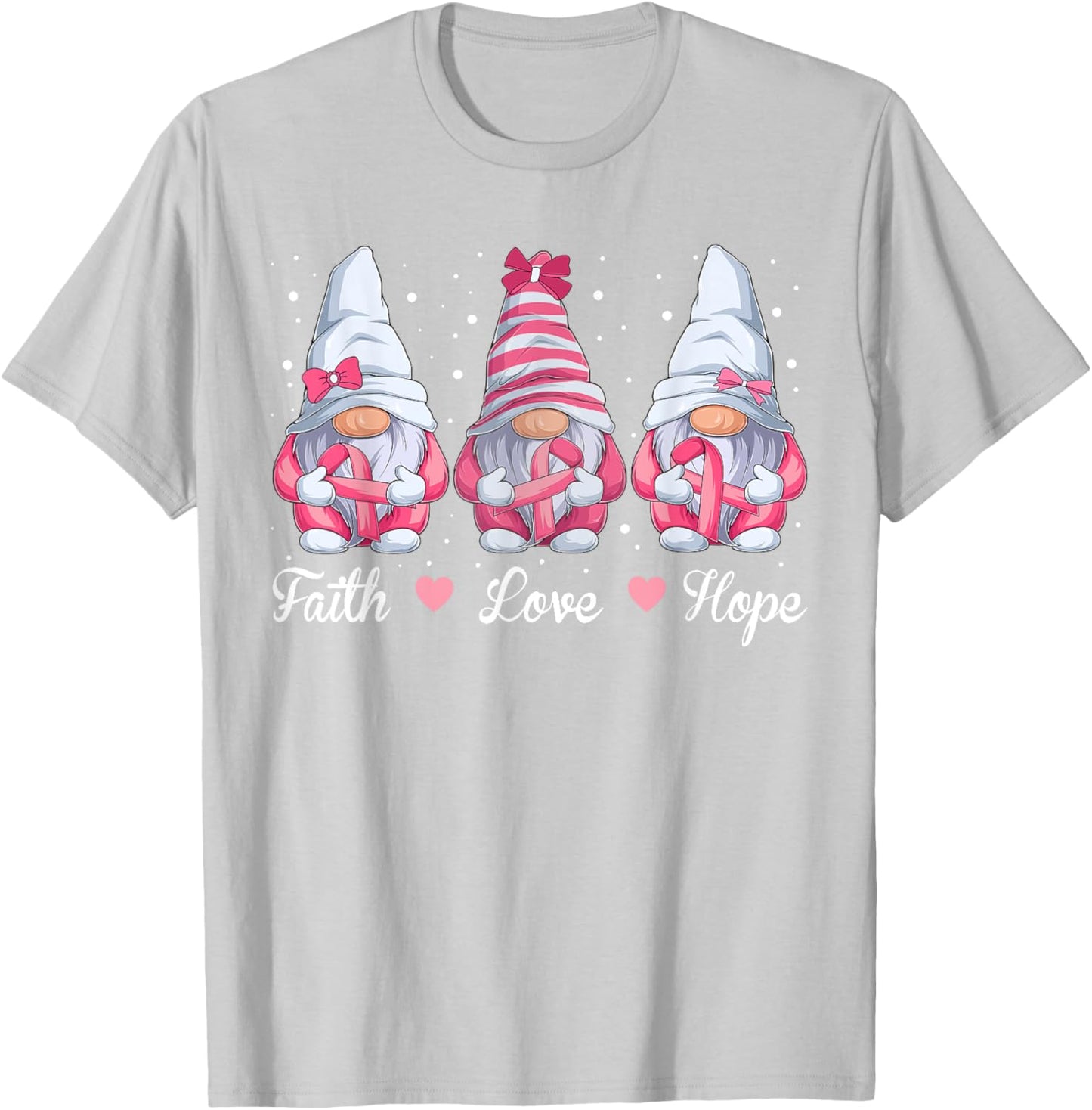 Breast Cancer Awareness, Gnomes Pink Ribbon Girls T-Shirt - T-Shirt | Ash