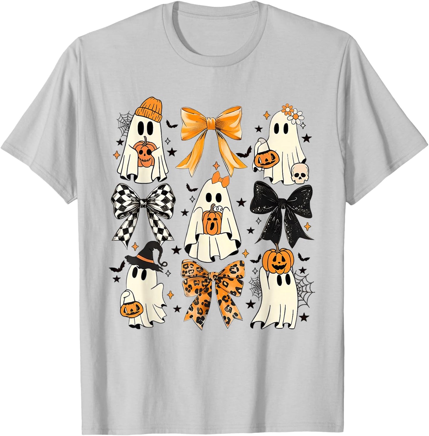 Coquette Bow Boo Witch Halloween Spooky Season Girls T-Shirt - T-Shirt | Ash