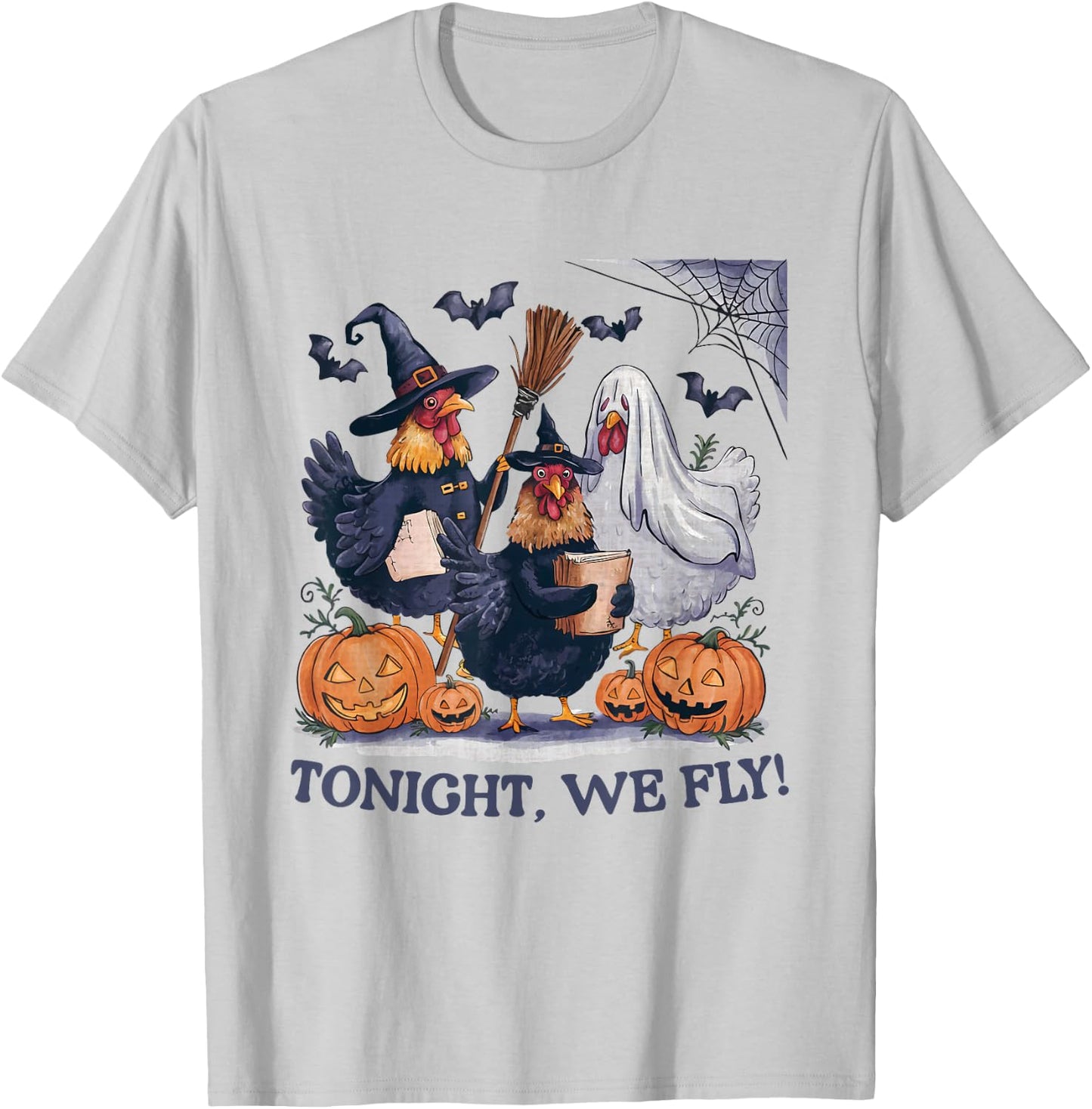 Tonight We Fly Halloween Chicken Spooky Farm Animals Lover T-Shirt - T-Shirt | Ash