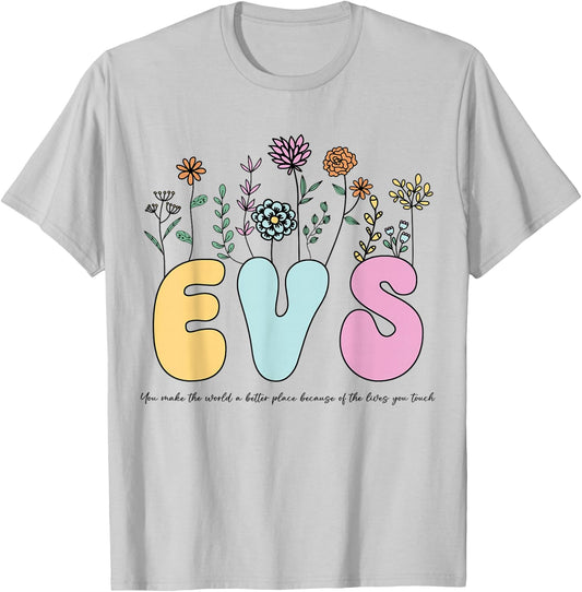 Retro Vintage Floral EVS Shirt Nurse Week T-Shirt - T-Shirt | Ash