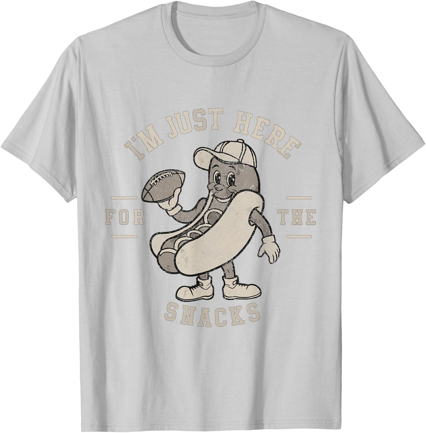 Funny I'm Just Here For The Snacks Football T-Shirt - T-Shirt | Ash