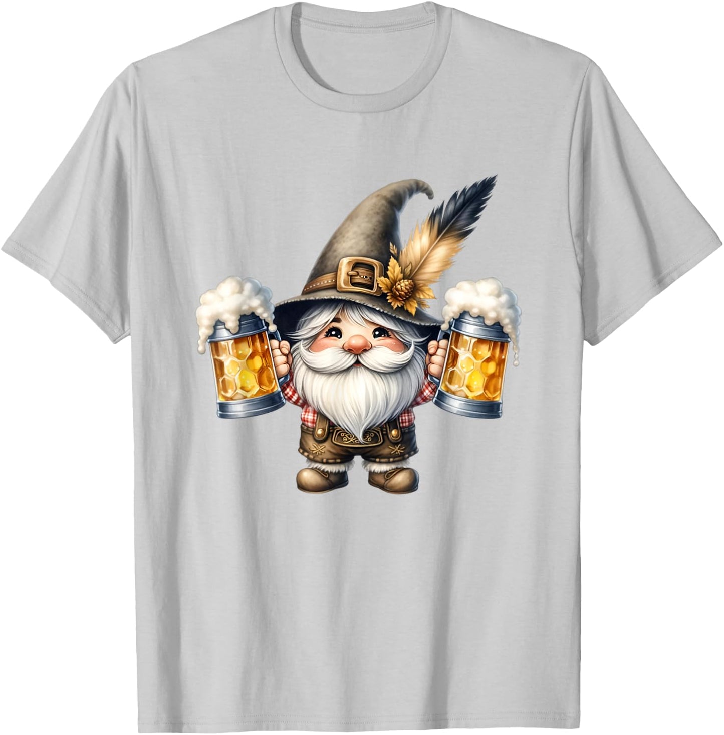 Funny Oktoberfest Graphic And Men German Gnome T-Shirt - T-Shirt | Ash