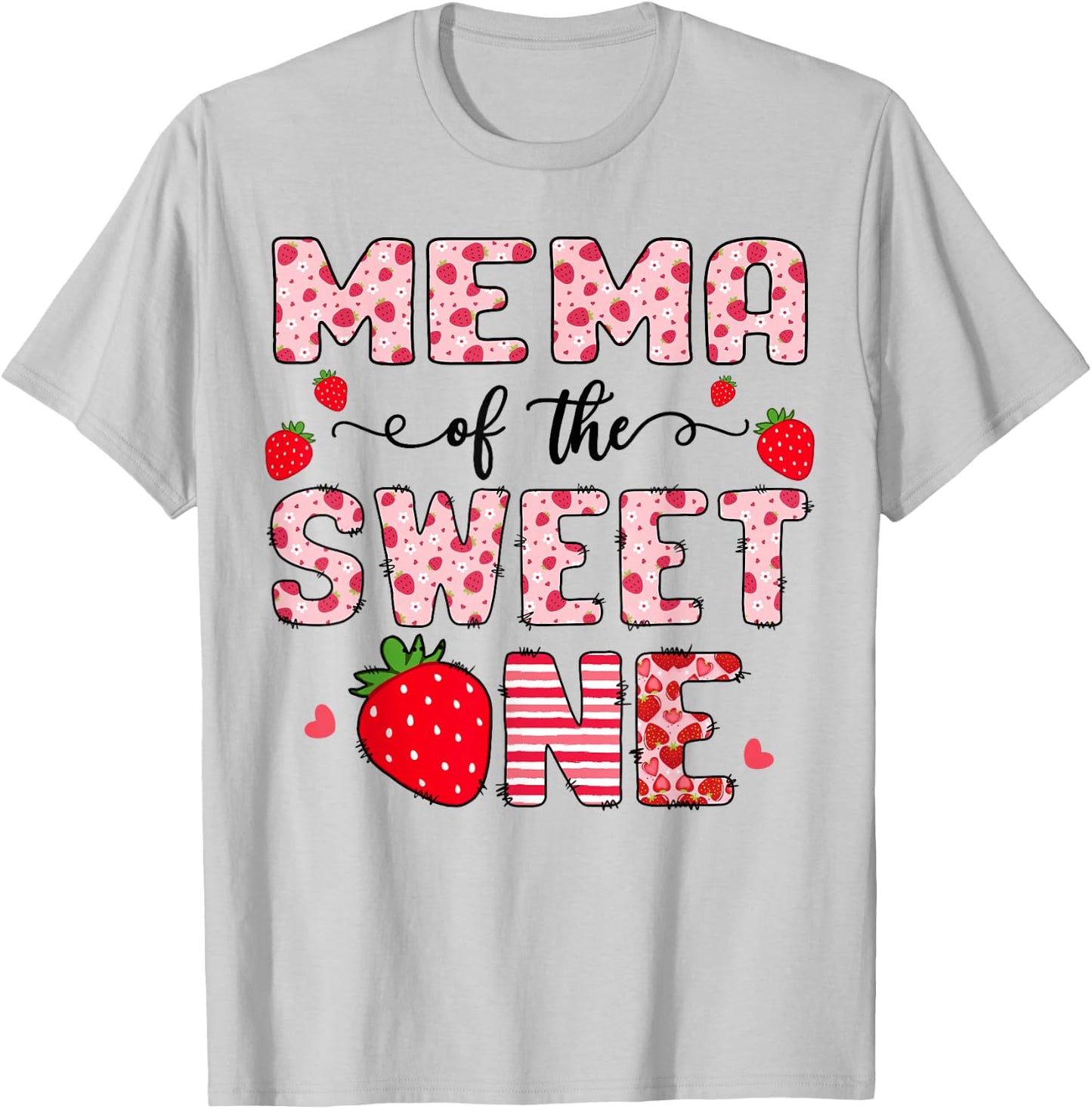 Mema Of The Sweet One 1St Birthday Strawberry Party T-Shirt - T-Shirt | Ash