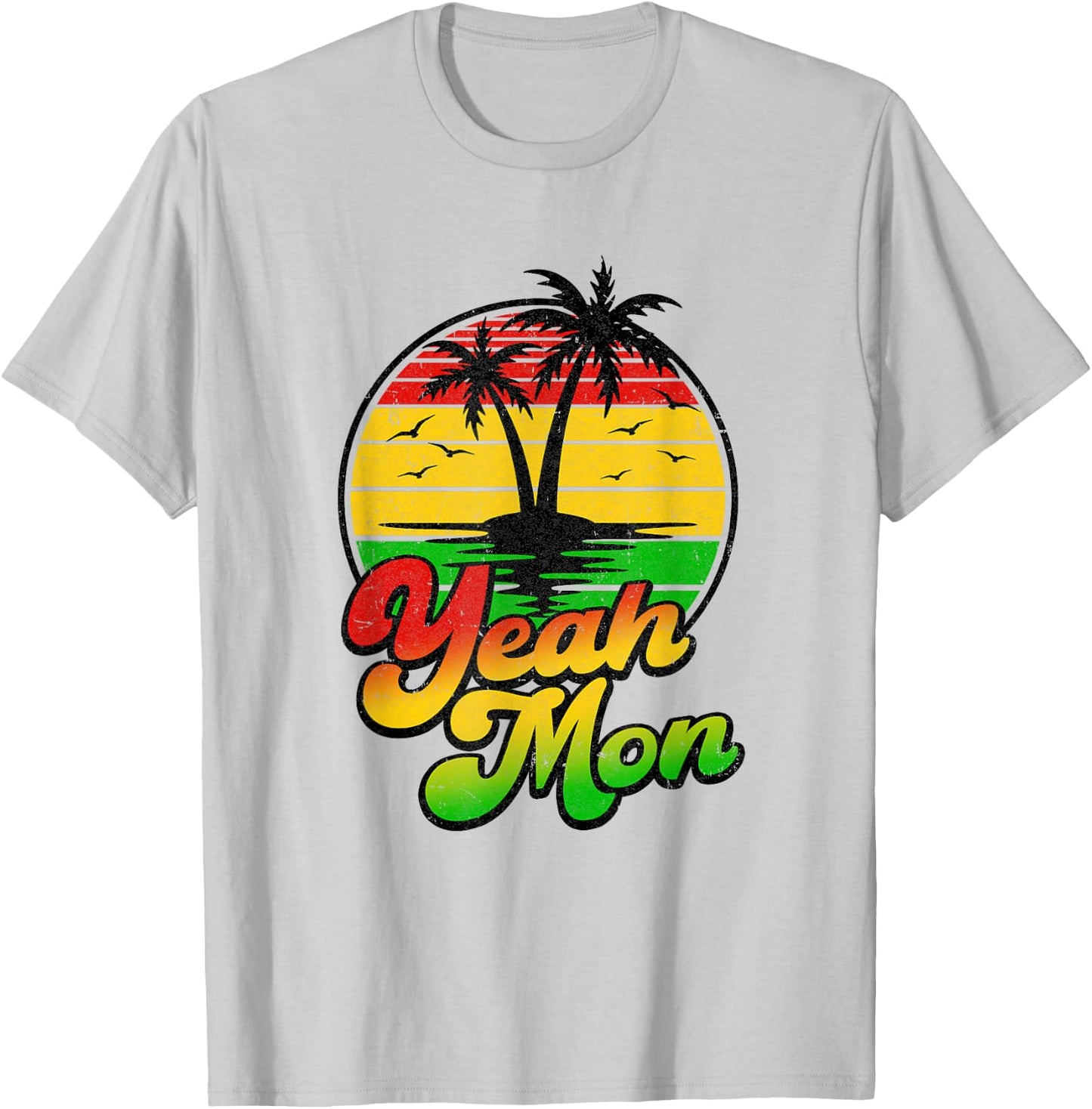 Yeah Mon Vintage Jamaica Summer Vacation Jamaican Retro T-Shirt - T-Shirt | Ash