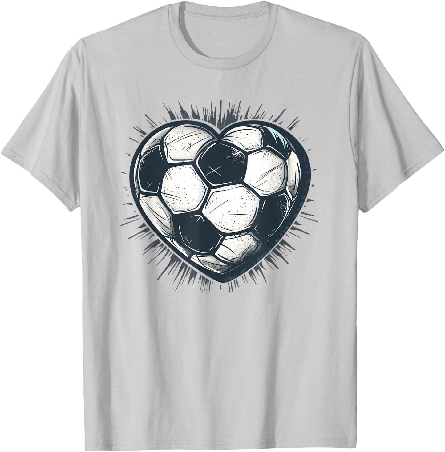 Soccer Ball Heart T-Shirt - T-Shirt | Ash