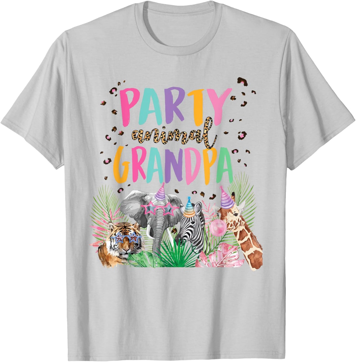 Grandpa Of The Birthday Boy Girl Zoo Theme Animal Party T-Shirt - T-Shirt | Ash