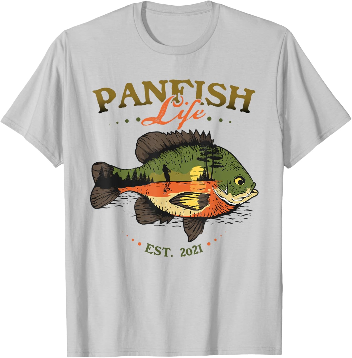 Bluegill Fish Panfish Life Est 2021 Fishing Fisherman T-Shirt - T-Shirt | Ash