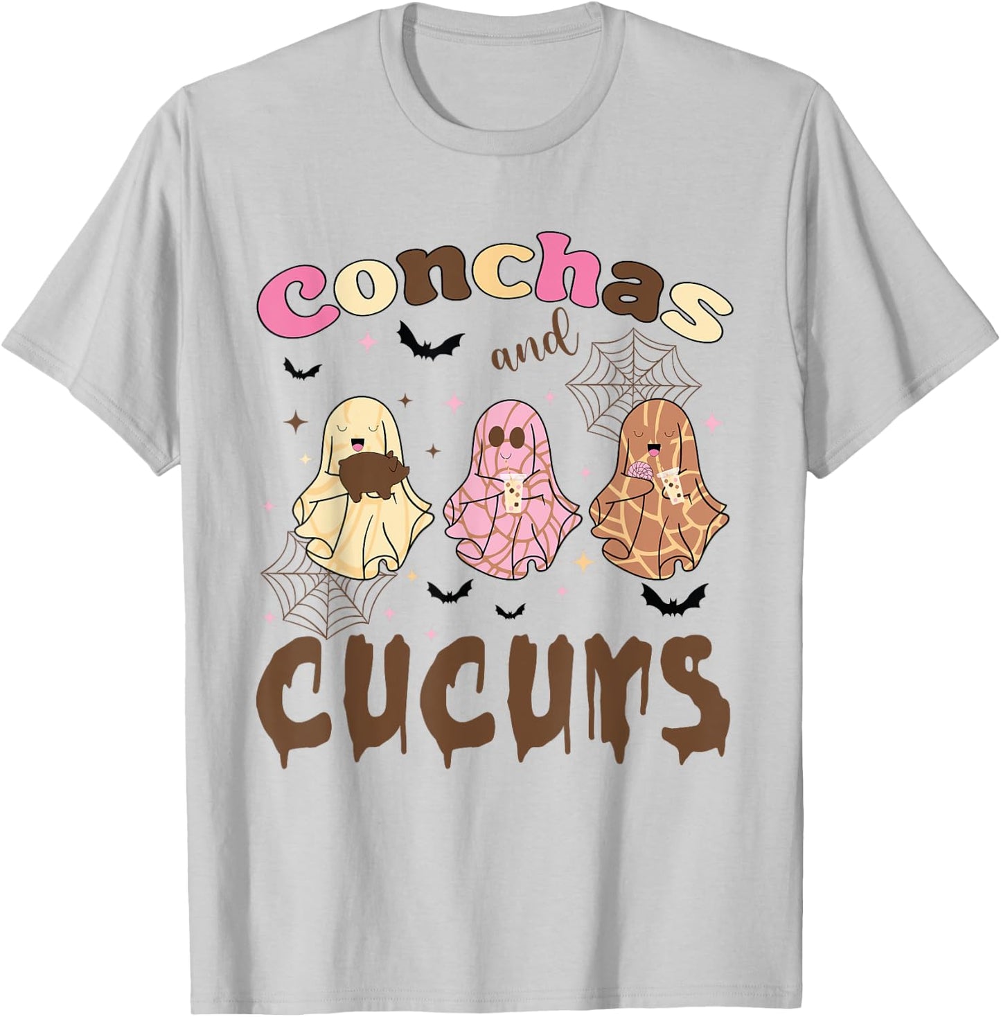 Conchas And Cucuys Funny Halloween Mexican Spooky Ghosts T-Shirt - T-Shirt | Ash